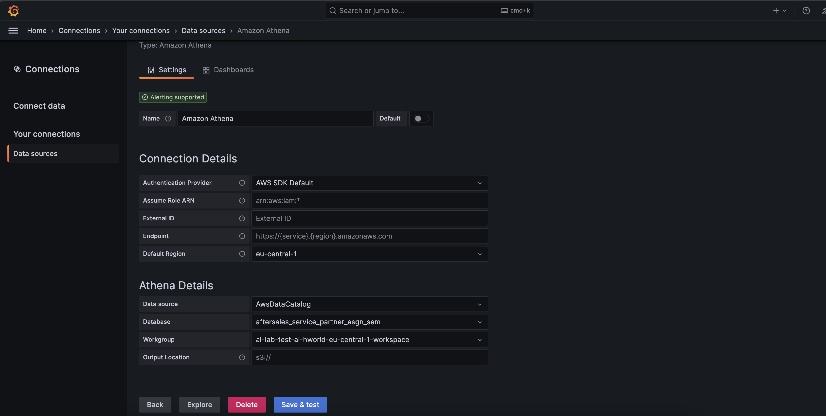 Athena Connection Configuration