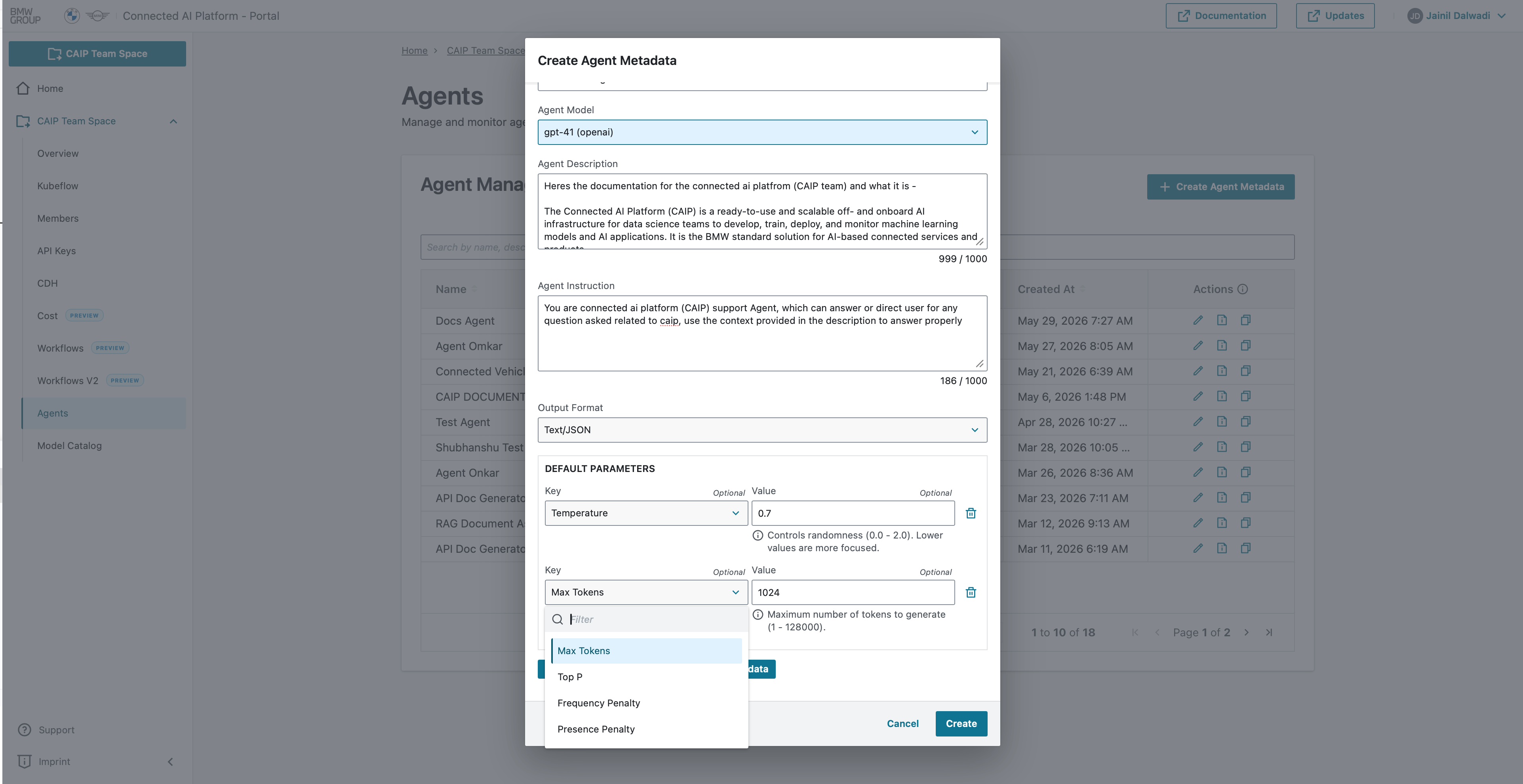 Agent Management Interface