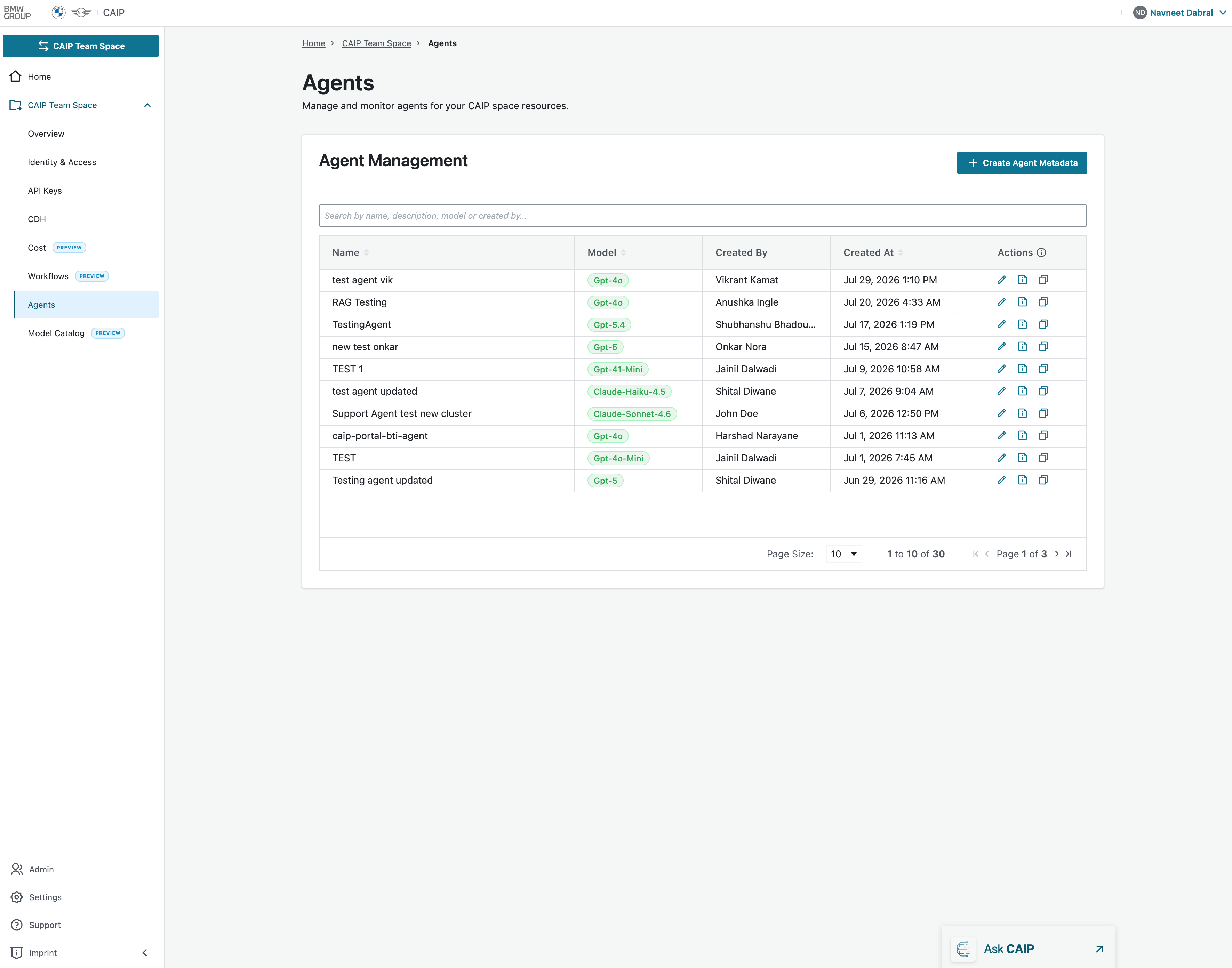 Agents Page