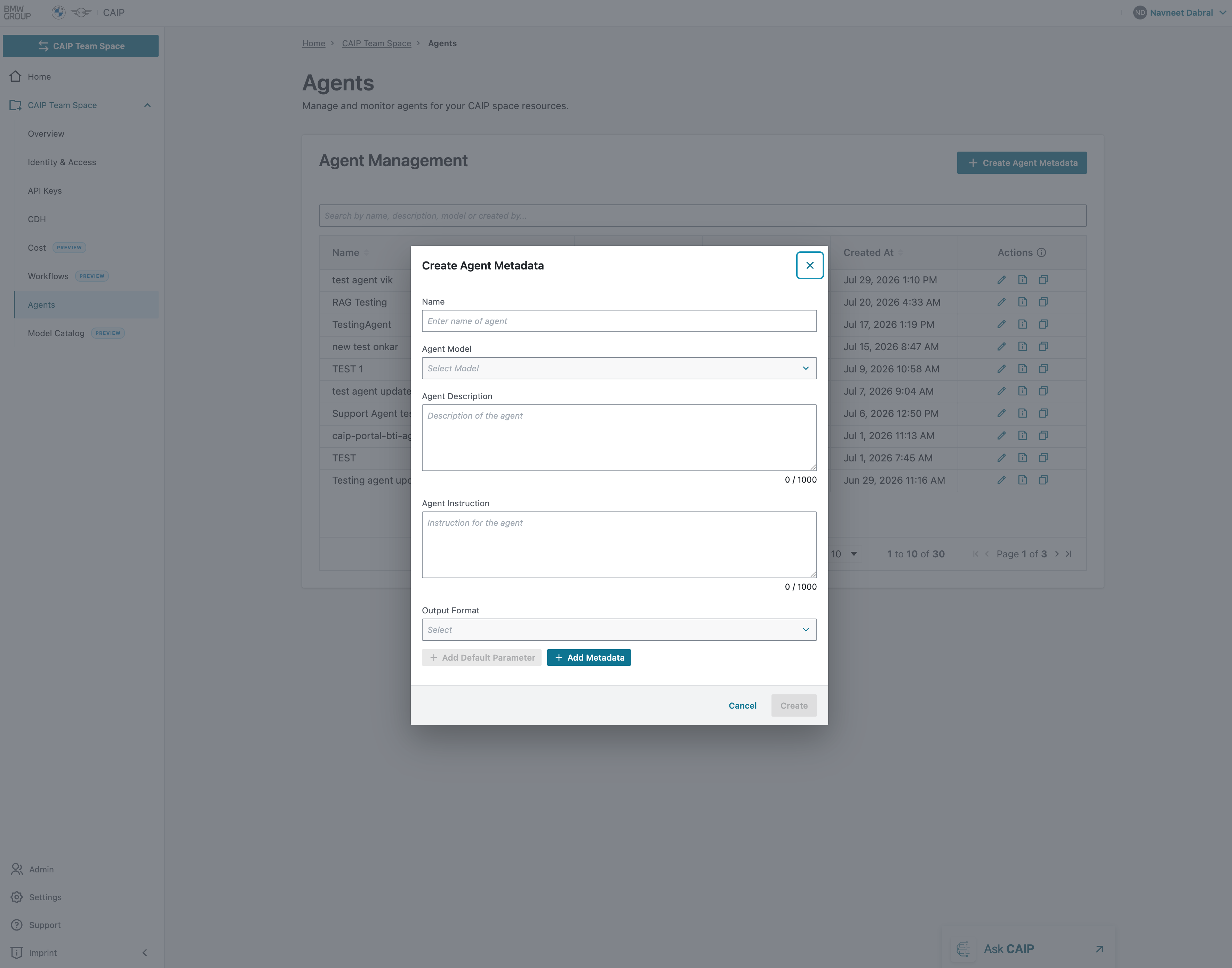 Create Agent Form