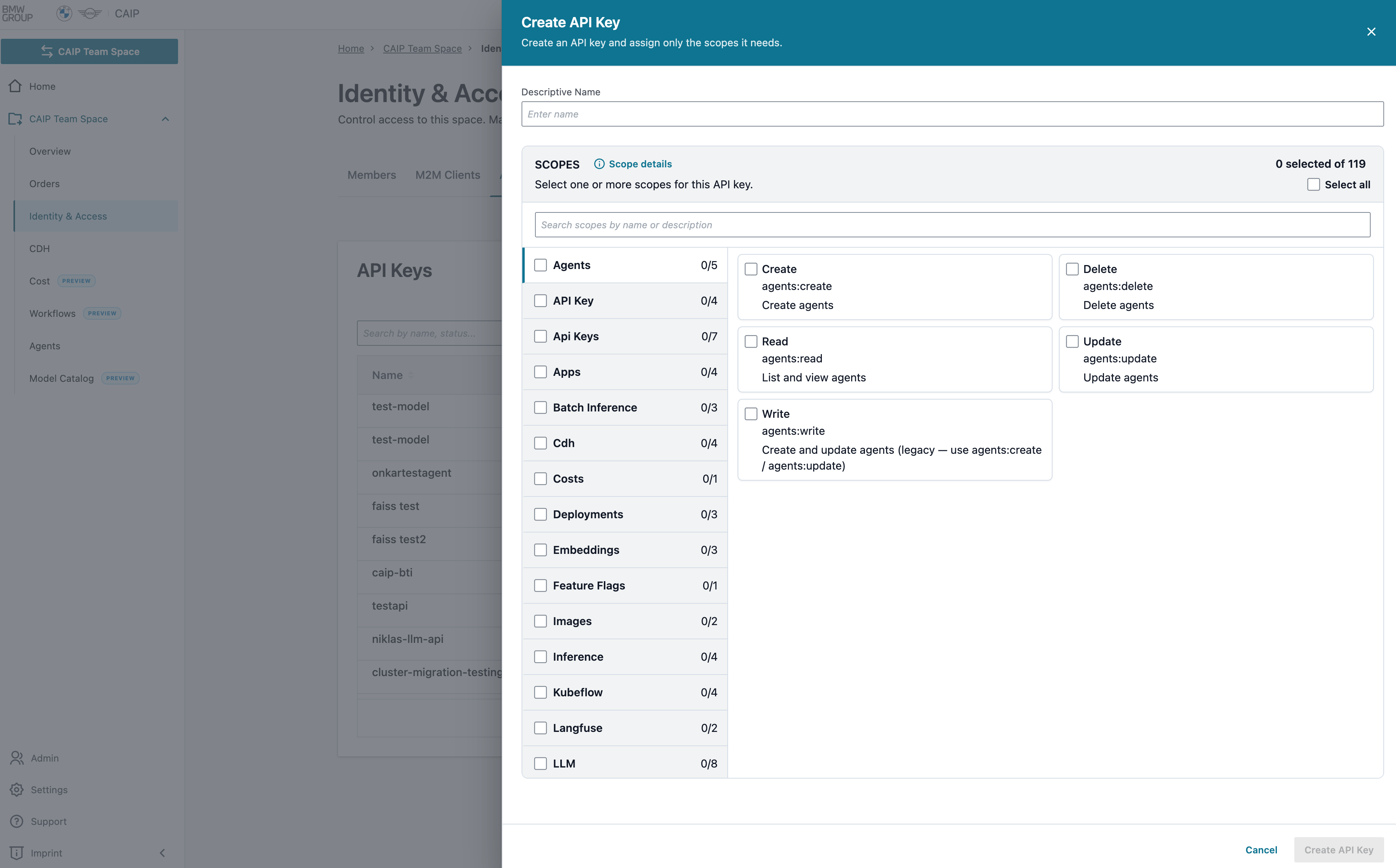 Create API Key Form