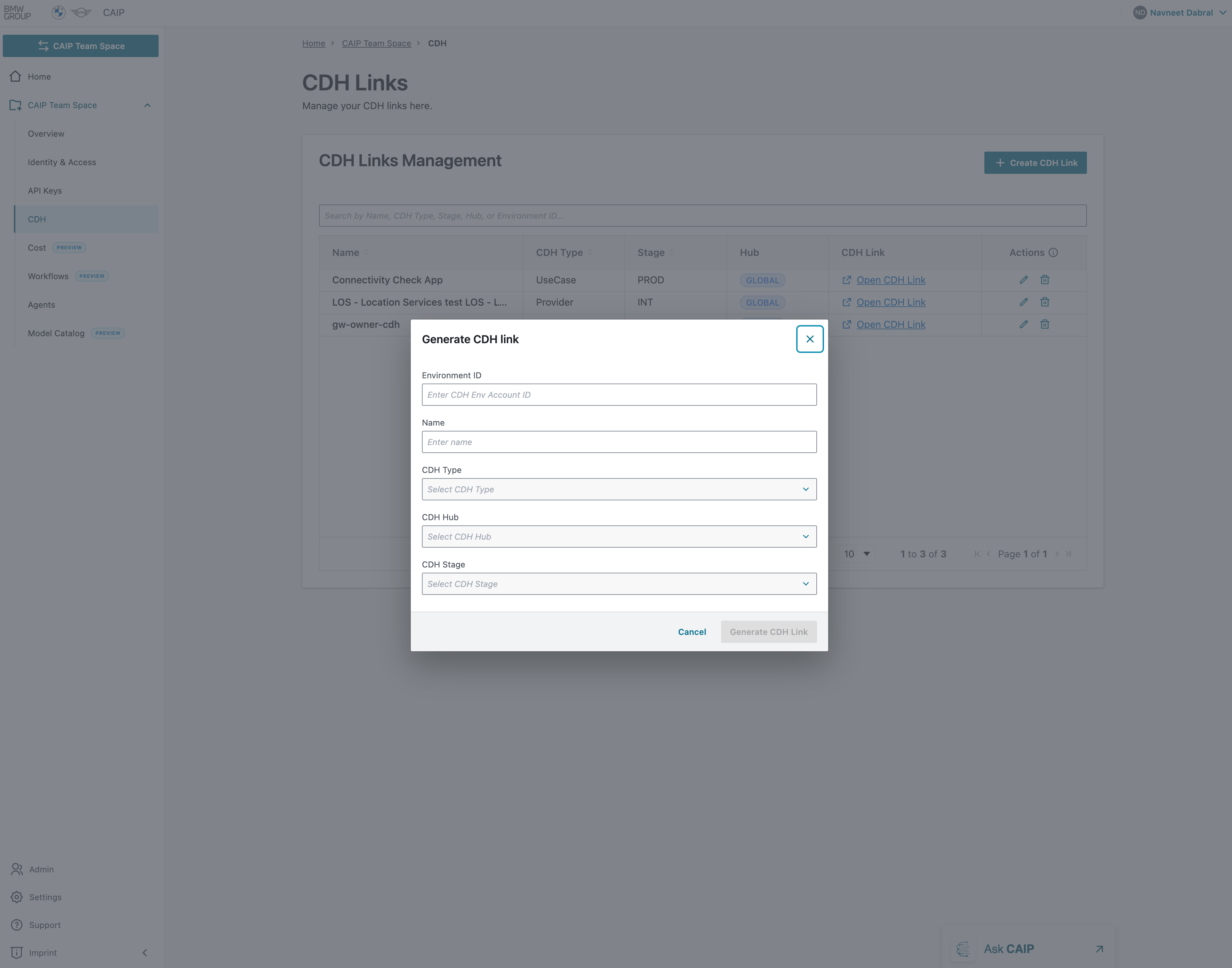 Create CDH Link Form