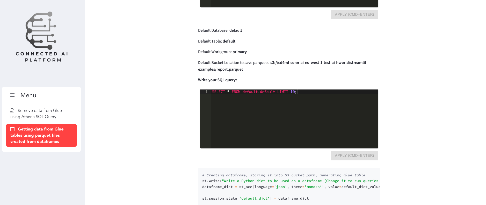 Streamlit Glue Dashboard