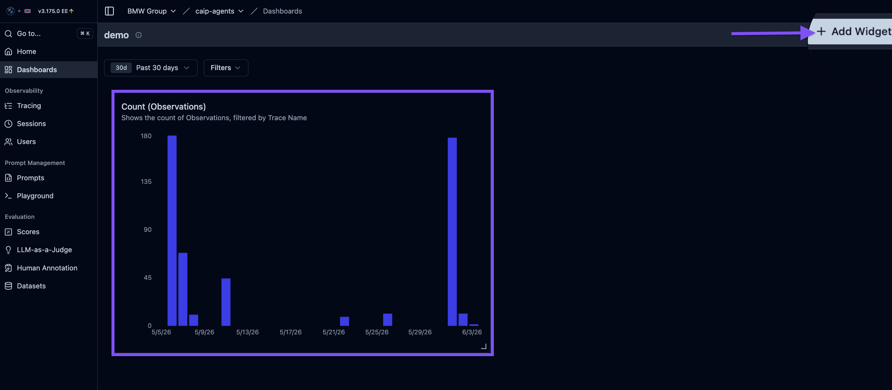Add Widget to Dashboard