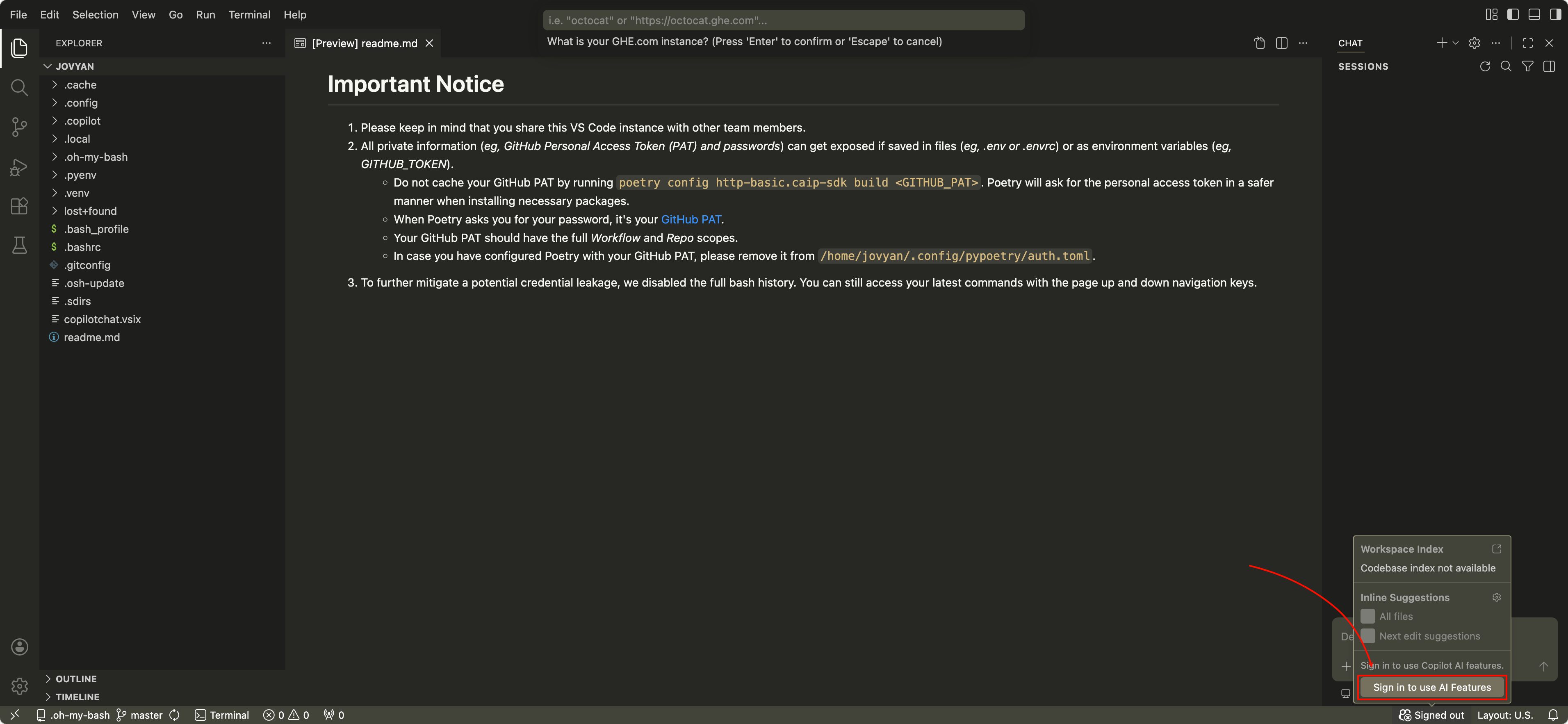 Login to Github Enterprise