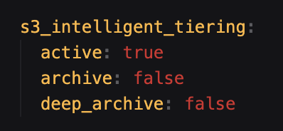 Default configuration for intelligent tiering, in product-defaults.yaml