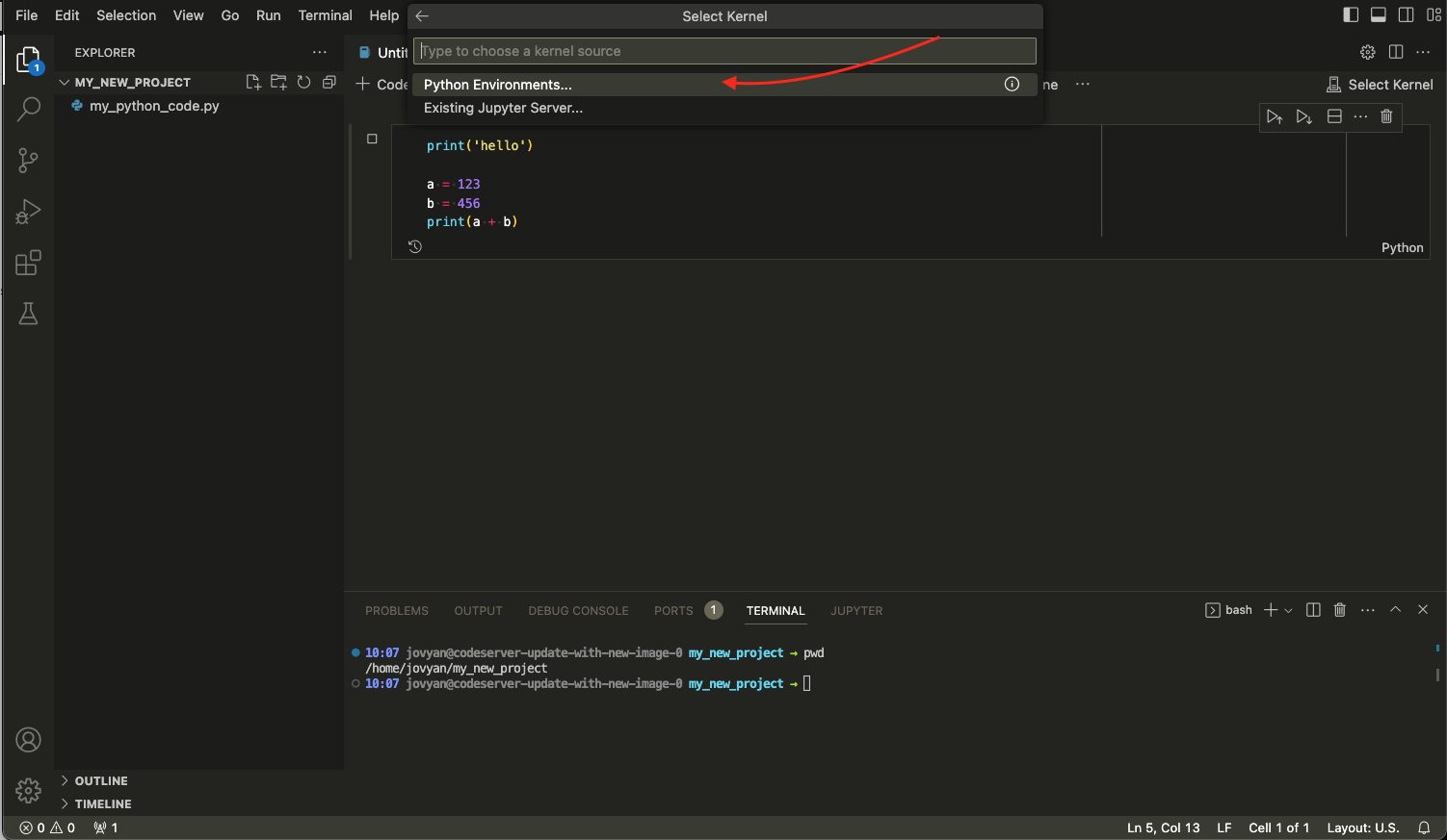 Select Python Kernel